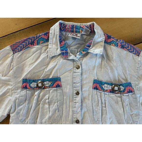 Vintage Country Nuovo Button Down Shirt. Tribal/Aztec/Western. Button. Medium - Picture 3 of 9